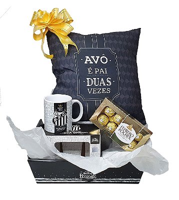 Presente para Avô Santista Kit dia dos Pais c/ Caneca Santos + Chocolate Ferrero