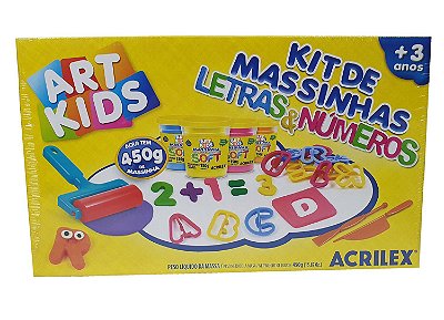 Kit De Massinhas Letras e Números Acrilex Art Kids 450g