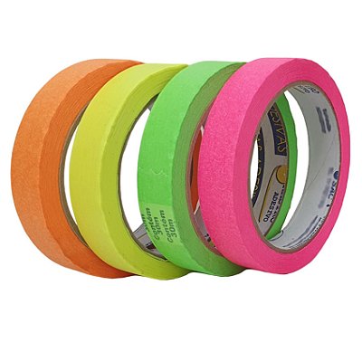 Kit De Fita Crepe Neon Colorida Com 4 Cores De 18mm X 30m