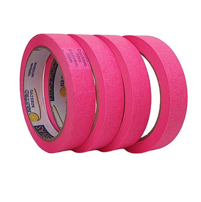Kit De Fita Crepe Colorida Neon Com 4 Rolos De 18mm X 30m Rosa Neon