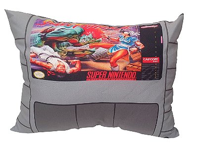 Almofada Gamer - Cartucho Street Fighter II Super Nintendo 38x26 cm