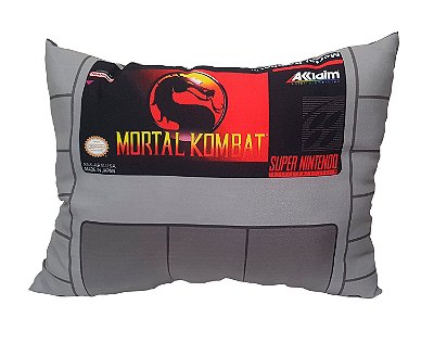 Almofada Gamer - Cartucho Mortal Kombat Super Nintendo 38x26 cm