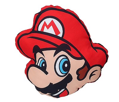 Almofada Formato Rosto do Mario - Jogo Super Mario 42x40 cm