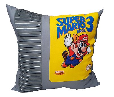 Almofada Gamer - Cartucho Super Mario Bros 3 Nintendo NES 45x45 cm