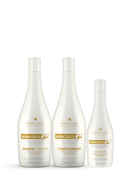 Kit NutriCoco Hairclass para cabelos desidratados e ressecados 3 produtos  (contém shampoo, condicionador e leave-on )
