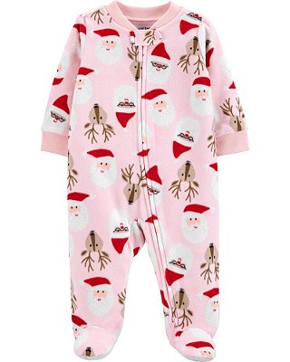 Pijama/Macacão de inverno Carter's (Plush/ Fleece) - Papai Noel