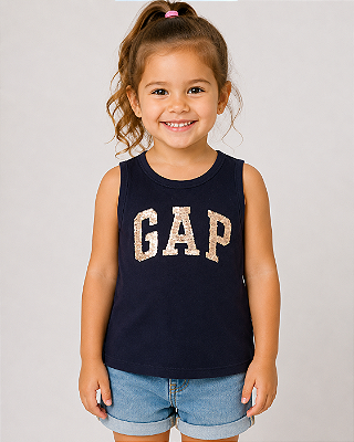 Camiseta GAP, regata, em algodão - Paetê*