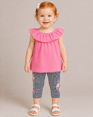 Conjunto Carter's - Bata e calça legging Capri - Flores