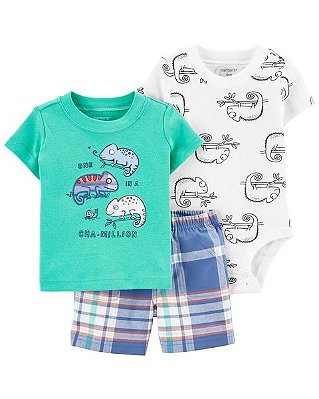 ​Conjunto Carter's - Camiseta, body e short - Camaleão