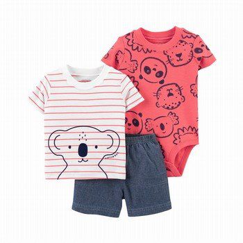Conjunto Carter's - Camisa, body e short - Coala