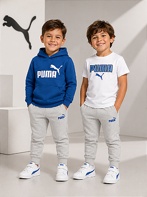 Conjunto Puma Infantil 3 Peças – Moletom, Camiseta e Calça