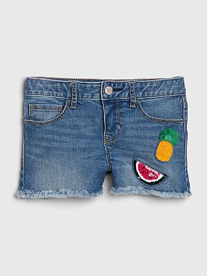 Short Jeans GAP Pull-on - Arco-íris e coração