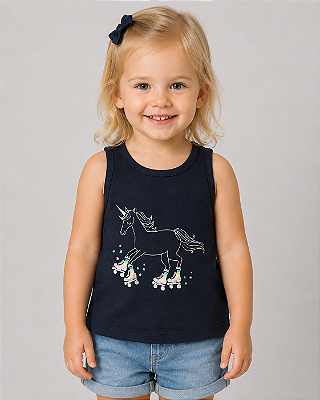 Camiseta GAP, regata, em algodão - Unicórnio