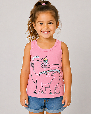 Camiseta GAP, regata, em algodão - Dinossauro