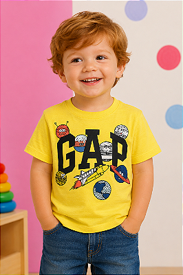 Camiseta GAP, manga curta, em algodão - Planetas