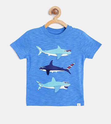 Camiseta GAP, manga curta, em algodão - Tubarões