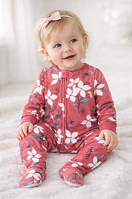 Pijama/Macacão de inverno Carter's (Plush/ Fleece) - Floral