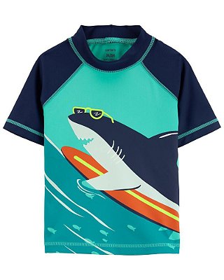 Camiseta de banho Carter's, com proteção solar UPF 50+ - Tubarão