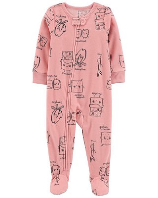 Pijama/Macacão de inverno Carter's (Plush/ Fleece) - Marshmallow