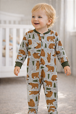 Pijama/Macacão de inverno Carter's (Plush/ Fleece) - Urso