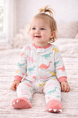 Pijama/Macacão de inverno Carter's (Plush/ Fleece) - Dinossauros