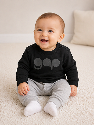 Agasalho Infantil GAP de Moletom Flanelado e Gola Redonda - Black
