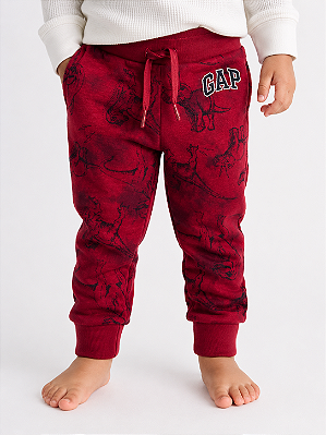 Calça Moletom Infantil GAP Flanelada com Cós Ajustável e Punho - Dinossauros