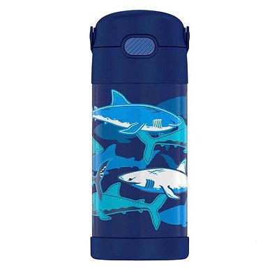 Garrafa Térmica Thermos Tubarões, cor Azul*