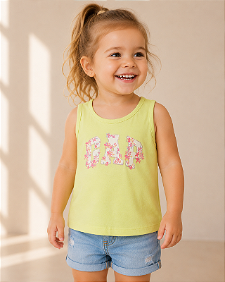 Camiseta GAP, regata, em algodão - Logo com glitter