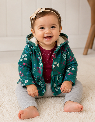 Conjunto Carter's de inverno - Agasalho, body e legging - Floral