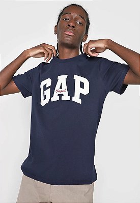 Camiseta GAP, manga curta, em algodão - Azul Marinho