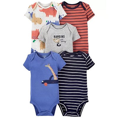 Kit de bodies Carter's - 5 bodies - Animais