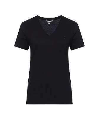 Camiseta Clássica Tommy Hilfiger, manga curta, em algodão - Marinho