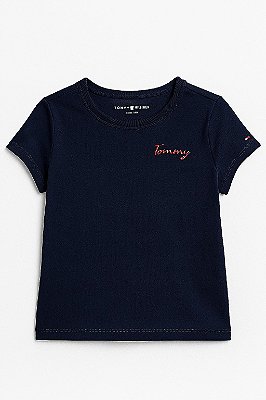 Camiseta Clássica Tommy Hilfiger, manga curta, em algodão - Marinho