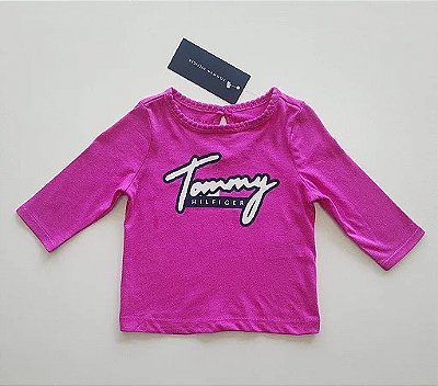 Camiseta Tommy, manga longa, em algodão - Pink