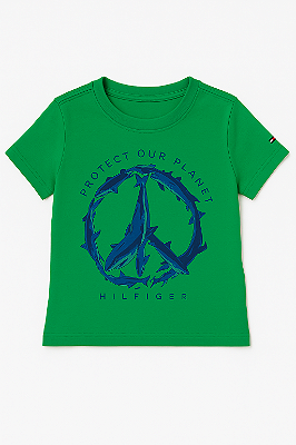 Camiseta Tommy, manga curta, em algodão - Baleias