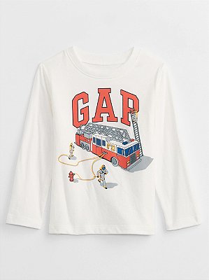 Camiseta Gap, manga longa, em algodão - Bombeiros