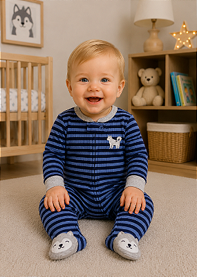 Pijama/Macacão Carter's de algodão térmico - Lobo