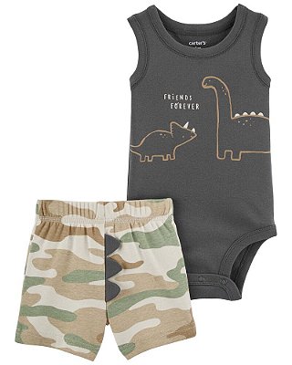 Conjunto Carter's - Body e short - Dinossauros