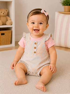 Conjunto Carter's - Jardineira e camiseta - Rosa e listrado