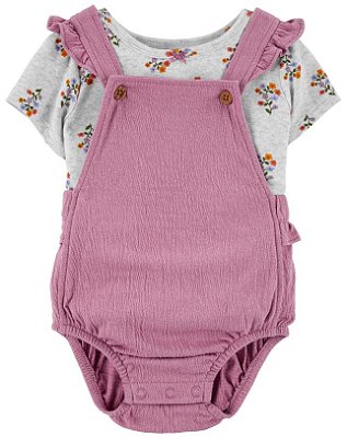 Conjunto Carter's - Jardineira e camiseta - Flores