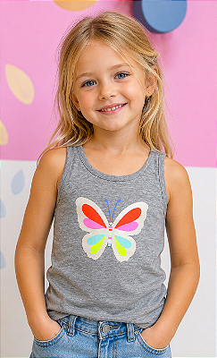 Camiseta GAP, regata, em algodão - Borboleta