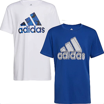 Conjunto Adidas - 2 camisetas esportivas - Branco e Azul