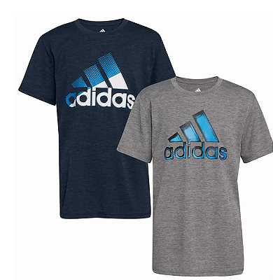 Conjunto Adidas - 2 camisetas esportivas - Cinza e Azul