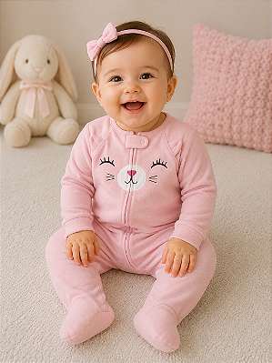 Pijama/Macacão de inverno Carter's (Plush/ Fleece) - Gatinha