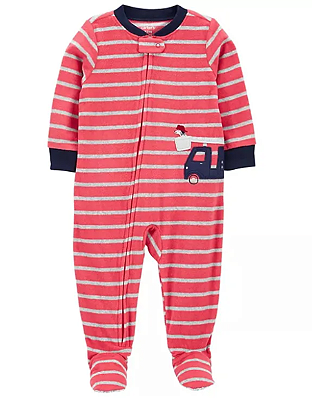 Pijama/Macacão de inverno Carter's (Plush/ Fleece) - Bombeiro/Vermelho