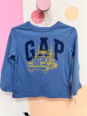 Camiseta Gap, manga longa, em algodão - Caminhão