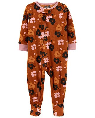 Pijama/Macacão de inverno Carter's (Plush/ Fleece) - Leopardo/ Marron