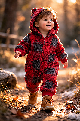 Macacão de inverno Carter's (Plush/ Fleece) - Xadrez/ Telha