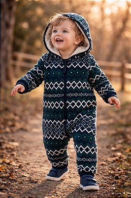 Macacão de inverno Carter's (plush/ fleece) - Azul/Verde